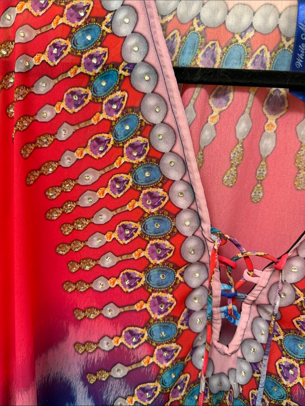 White Mark Pink to Blue Ombre Tunic with Rhinestones - Picture 6 of 7